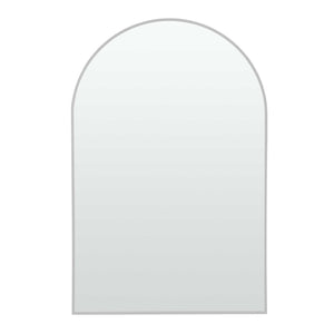 HomeRoots 39" Silver Arch Metal Framed Vanity Mirror – Elegant Design for Brightening Bathrooms & Entryways 562895
