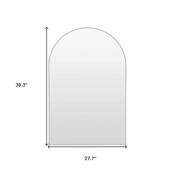 HomeRoots 39" Silver Arch Metal Framed Vanity Mirror – Elegant Design for Brightening Bathrooms & Entryways 562895