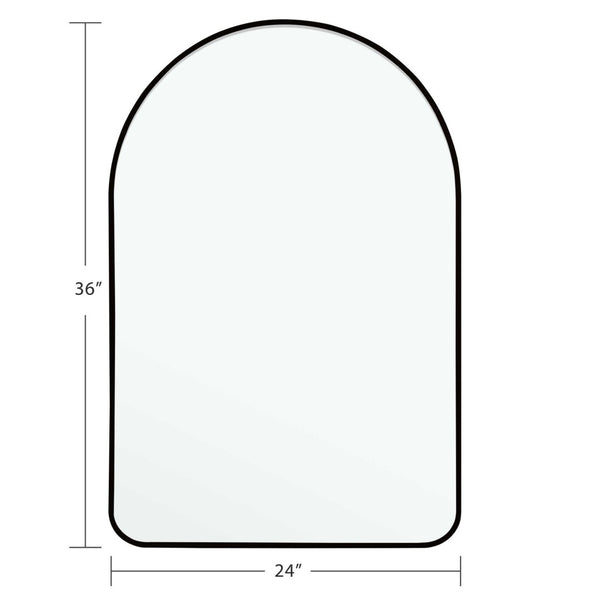 HomeRoots 39" Black Arch Metal Framed Vanity Mirror - Modern Design for Bathrooms, Entryways & Bedrooms 562896