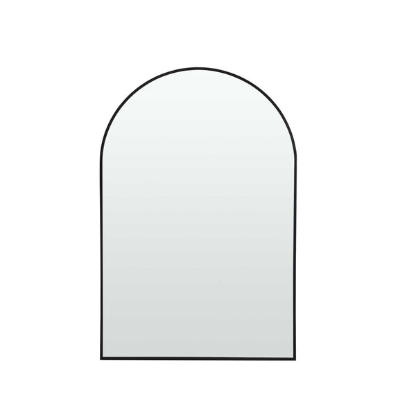 HomeRoots 39" Black Arch Metal Framed Vanity Mirror - Modern Design for Bathrooms, Entryways & Bedrooms 562896