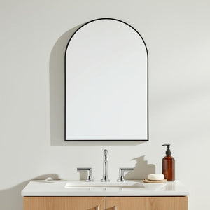 HomeRoots 39" Black Arch Metal Framed Vanity Mirror - Modern Design for Bathrooms, Entryways & Bedrooms 562896