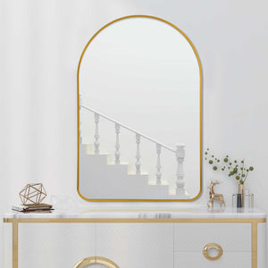 Homeroots 39" Gold Arch Metal Framed Bathroom Vanity Mirror  Glass 562897