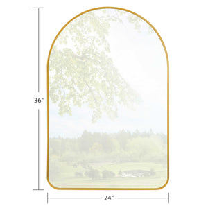 Homeroots 39" Gold Arch Metal Framed Bathroom Vanity Mirror  Glass 562897