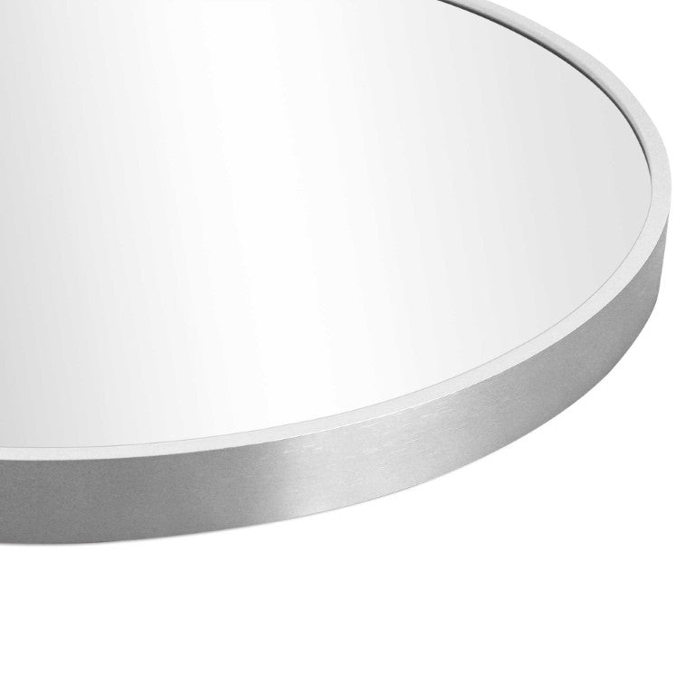 HomeRoots 39 Inch Arched Silver Metal Frame Vanity Mirror Modern Bathroom Wall Accent 562898