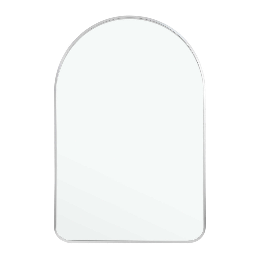 Homeroots 39" Silver Arch Metal Framed Bathroom Vanity Mirror  Glass 562898