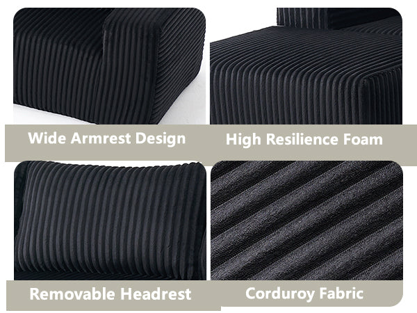 English Elm Modern Minimalist Modular Sectional Sofa – L-Shape Cloud Couch With Right-Facing Chaise For Comfort W2959S00010