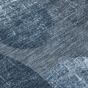Homeroots 2' X 8' Gray And Blue Abstract Washable Non Skid Indoor Outdoor Runner Rug Blue Polyester 562900