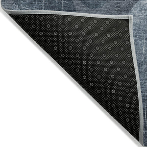 Homeroots 3' X 5' Gray And Blue Abstract Washable Non Skid Indoor Outdoor Area Rug Blue Polyester 562902