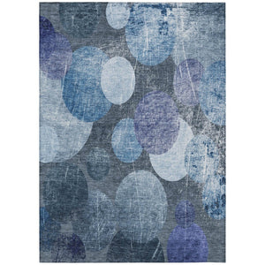 HomeRoots 5' Gray and Blue Abstract Area Rug - Stylish, Washable, Non-Skid for Indoor or Outdoor Living Spaces 8' X 10' 562905