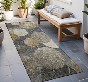 Homeroots 2' X 8' Brown Beige And Ivory Abstract Washable Non Skid Indoor Outdoor Runner Rug Brown Polyester 562909