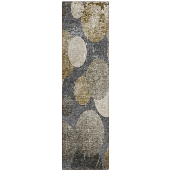 Homeroots 2' X 8' Brown Beige And Ivory Abstract Washable Non Skid Indoor Outdoor Runner Rug Brown Polyester 562909