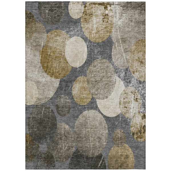 HomeRoots 5' Gray and Blue Abstract Area Rug - Stylish, Washable, Non-Skid for Indoor or Outdoor Living Spaces 5' X 8' 562912
