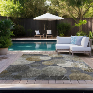 HomeRoots 5' Gray and Blue Abstract Area Rug - Stylish, Washable, Non-Skid for Indoor or Outdoor Living Spaces 5' X 8' 562912