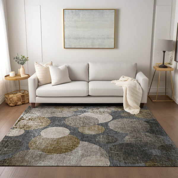 HomeRoots 5' Gray and Blue Abstract Area Rug - Stylish, Washable, Non-Skid for Indoor or Outdoor Living Spaces 8' X 10' 562914