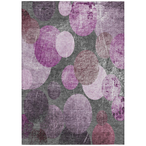 Homeroots 8' X 10' Gray And Purple Abstract Washable Non Skid Indoor Outdoor Area Rug Garnet Polyester 562923