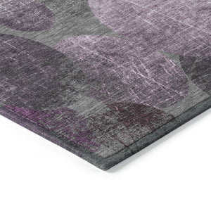Homeroots 8' X 10' Gray And Purple Abstract Washable Non Skid Indoor Outdoor Area Rug Garnet Polyester 562923