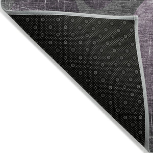 Homeroots 10' X 14' Gray And Purple Abstract Washable Non Skid Indoor Outdoor Area Rug Garnet Polyester 562925