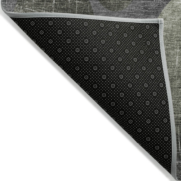 Homeroots 3' X 5' Green And Gray Abstract Washable Non Skid Indoor Outdoor Area Rug Green Polyester 562929