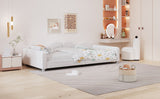 English Elm Twin Size Upholstered Daybed, Sherpa Fabric Sofabed With Cloud-Shaped Backrest, No Box-Spring Needed, White