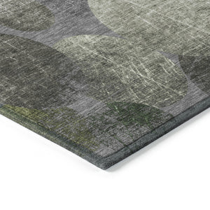Homeroots 5' X 8' Green And Gray Abstract Washable Non Skid Indoor Outdoor Area Rug Green Polyester 562930