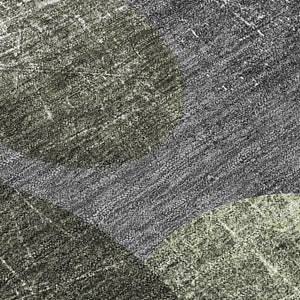 Homeroots 8' X 8' Green And Gray Round Abstract Washable Non Skid Indoor Outdoor Area Rug Green Polyester 562931