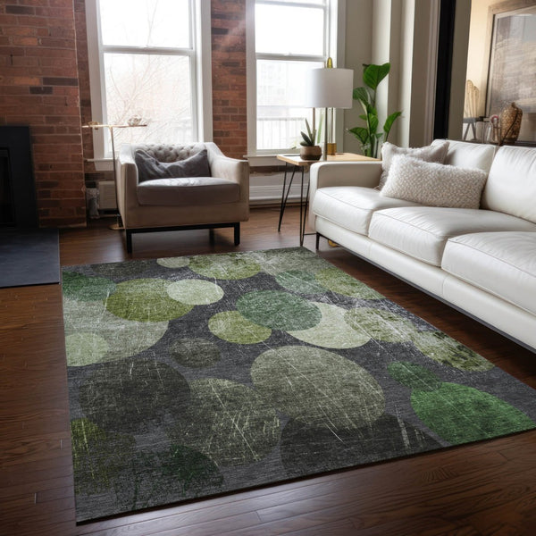 HomeRoots 5' Gray and Blue Abstract Area Rug - Stylish, Washable, Non-Skid for Indoor or Outdoor Living Spaces 8' X 10' 562932