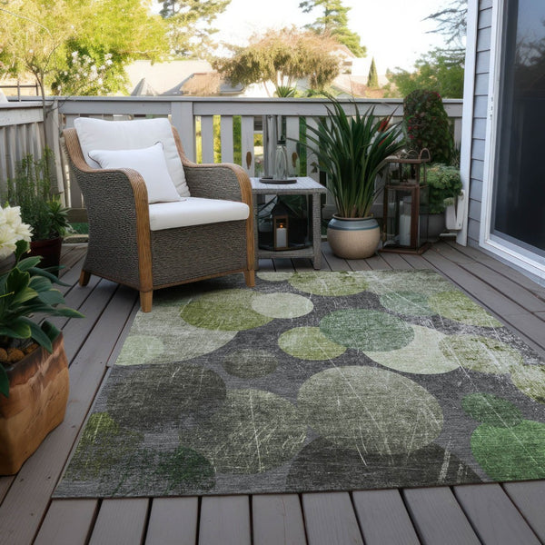 HomeRoots 5' Gray and Blue Abstract Area Rug - Stylish, Washable, Non-Skid for Indoor or Outdoor Living Spaces 8' X 10' 562932