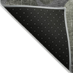 HomeRoots 5' Gray and Blue Abstract Area Rug - Stylish, Washable, Non-Skid for Indoor or Outdoor Living Spaces 9' X 12' 562933