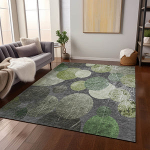 HomeRoots 5' Gray and Blue Abstract Area Rug - Stylish, Washable, Non-Skid for Indoor or Outdoor Living Spaces 10' X 14' 562934