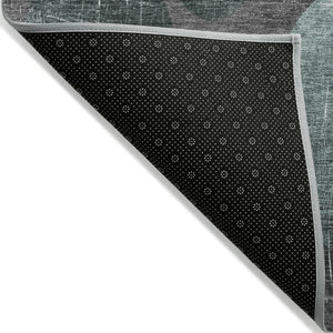 Homeroots 2' X 8' Gray Blue And Purple Abstract Washable Non Skid Indoor Outdoor Runner Rug Teal Polyester 562936