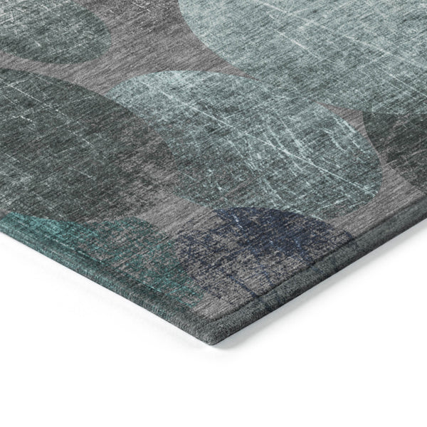 Homeroots 2' X 8' Gray Blue And Purple Abstract Washable Non Skid Indoor Outdoor Runner Rug Teal Polyester 562936