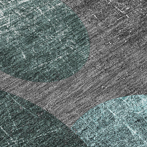 Homeroots 2' X 8' Gray Blue And Purple Abstract Washable Non Skid Indoor Outdoor Runner Rug Teal Polyester 562936