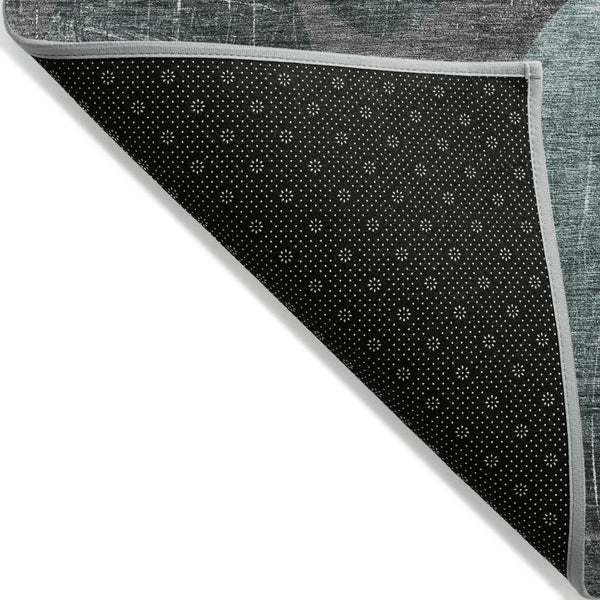 Homeroots 3' X 5' Gray Blue And Purple Abstract Washable Non Skid Indoor Outdoor Area Rug Teal Polyester 562938