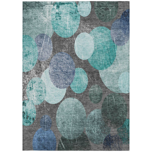 Homeroots 8' X 10' Gray Blue And Purple Abstract Washable Non Skid Indoor Outdoor Area Rug Teal Polyester 562941