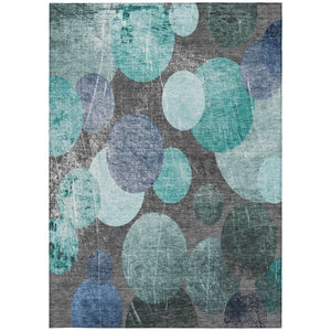 HomeRoots 5' Gray and Blue Abstract Area Rug - Stylish, Washable, Non-Skid for Indoor or Outdoor Living Spaces 10' X 14' 562943
