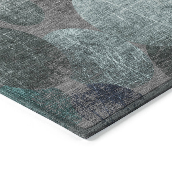 HomeRoots 5' Gray and Blue Abstract Area Rug - Stylish, Washable, Non-Skid for Indoor or Outdoor Living Spaces 10' X 14' 562943