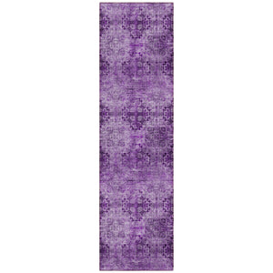Homeroots 2' X 8' Eggplant Floral Medallion Washable Non Skid Indoor Outdoor Runner Rug Eggplant Polyester 562945