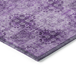 Homeroots 3' X 5' Eggplant Floral Medallion Washable Non Skid Indoor Outdoor Area Rug Eggplant Polyester 562947