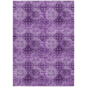Homeroots 5' Eggplant Floral Medallion Washable Area Rug – Non-skid Design Perfect For Indoor & Outdoor Use 10' X 14' Polyester 562952
