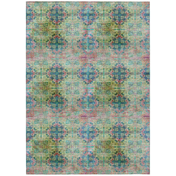 HomeRoots 5' Elegant Eggplant Floral Medallion Area Rug – Washable, Non-Skid, Ideal for Indoor & Outdoor Use 5' X 8' 562957