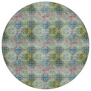 HomeRoots 5' Elegant Eggplant Floral Medallion Area Rug – Washable, Non-Skid, Ideal for Indoor & Outdoor Use 8' X 8' 562958