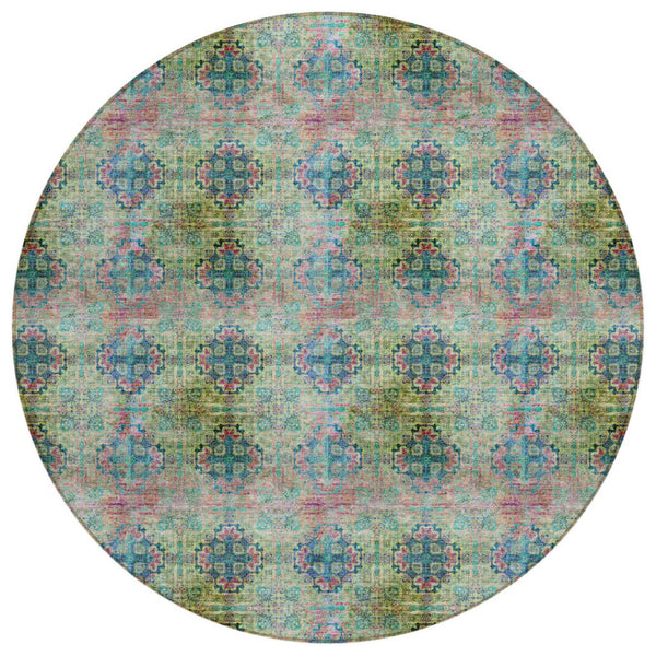 HomeRoots 5' Elegant Eggplant Floral Medallion Area Rug – Washable, Non-Skid, Ideal for Indoor & Outdoor Use 8' X 8' 562958