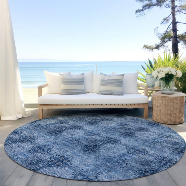 HomeRoots 5' Elegant Eggplant Floral Medallion Area Rug – Washable, Non-Skid, Ideal for Indoor & Outdoor Use 8' X 8' 562967