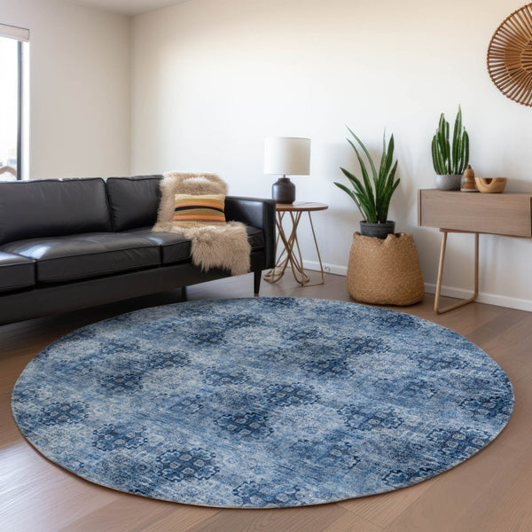 HomeRoots 5' Elegant Eggplant Floral Medallion Area Rug – Washable, Non-Skid, Ideal for Indoor & Outdoor Use 8' X 8' 562967