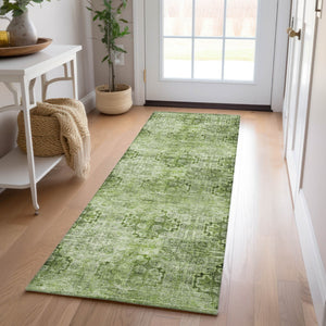 Homeroots 5' Eggplant Floral Medallion Washable Area Rug – Non-skid Design Perfect For Indoor & Outdoor Use Olive Polyester 562972