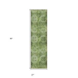 Homeroots 5' Eggplant Floral Medallion Washable Area Rug – Non-skid Design Perfect For Indoor & Outdoor Use Olive Polyester 562972