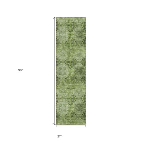 Homeroots 5' Eggplant Floral Medallion Washable Area Rug – Non-skid Design Perfect For Indoor & Outdoor Use Olive Polyester 562972