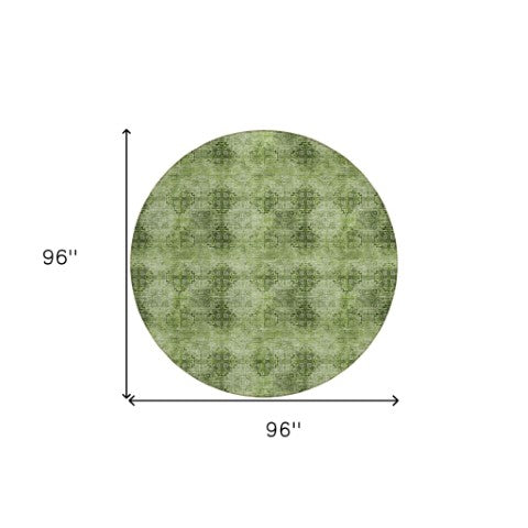 Homeroots 5' Eggplant Floral Medallion Washable Area Rug – Non-skid Design Perfect For Indoor & Outdoor Use 8' X 8' Polyester 562976