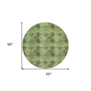 Homeroots 5' Eggplant Floral Medallion Washable Area Rug – Non-skid Design Perfect For Indoor & Outdoor Use 8' X 8' Polyester 562976