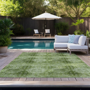 Homeroots 9' X 12' Olive Green Floral Medallion Washable Non Skid Indoor Outdoor Area Rug Olive Polyester 562978